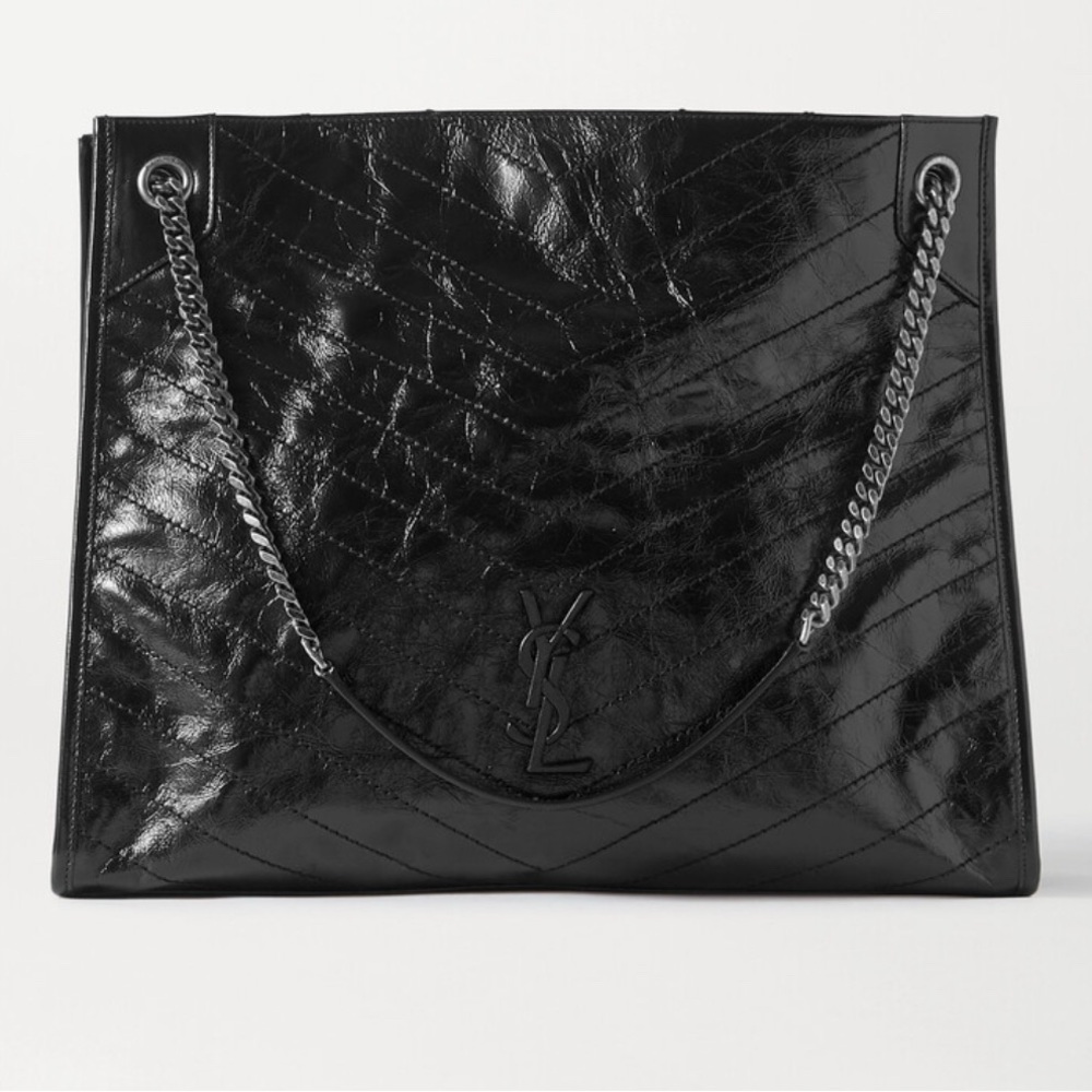 YSL Saint Laurent Niki Large Crinkled Vintage Leather Shopper Tote